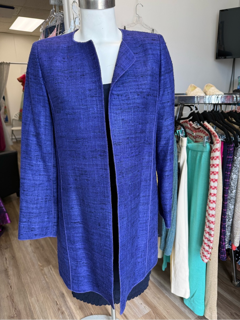 Worth Royal Purple Long Open-Front Trench Coat